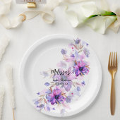Assiettes En Carton Fleur de lavande violette violette vive