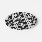 Assiettes En Carton Fleur de Lis noir et blanc chic (Angle)