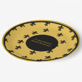 Assiettes En Carton Fleur de Lis noir sur Arrière - plan or (Angle)