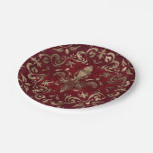 Assiettes En Carton Fleur de lis rouge et or (Angle)