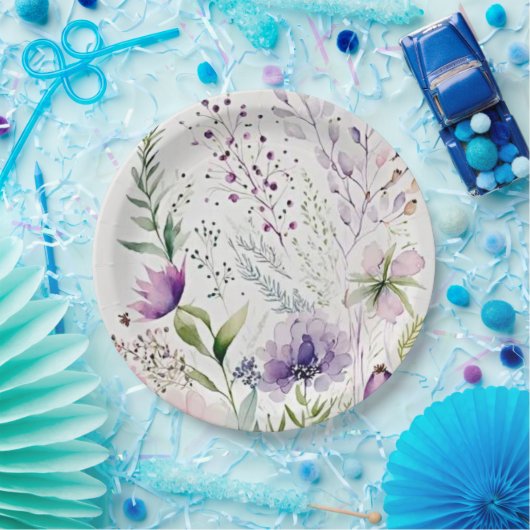 Assiettes En Carton Fleur de loup d'aquarelle (Fête)