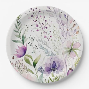 Assiettes En Carton Fleur de loup d'aquarelle