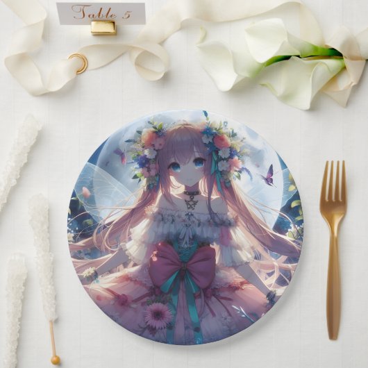Assiettes En Carton Fleur de lune d'Anime (Mariage)