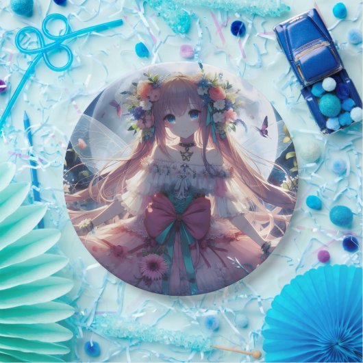 Assiettes En Carton Fleur de lune d'Anime (Fête)