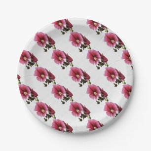 Assiettes En Carton Fleur de Malva rose paradisiaque