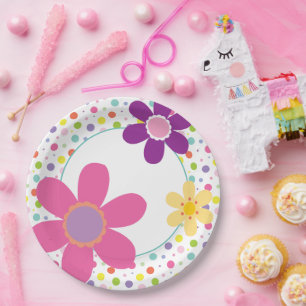 Assiettes En Carton Fleur de marguerite rétro Groovy 70