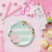 Assiettes En Carton Fleur de menthe et rose (Fête)
