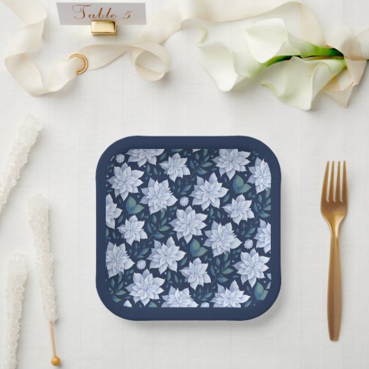 Assiettes En Carton Fleur de minuit - (Mariage)