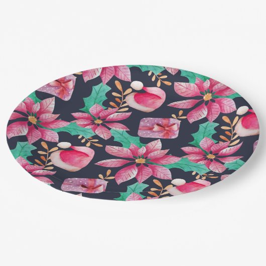 Assiettes En Carton Fleur de Noël (Angle)