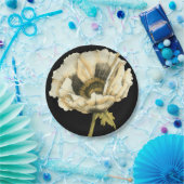 Assiettes En Carton Fleur de pavot à crème sur Arrière - plan noir (Fête)