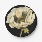 Assiettes En Carton Fleur de pavot à crème sur Arrière - plan noir (Devant)