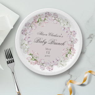 Assiettes En Carton Fleur de Pois de Senteur bébé brunch élégant Rond