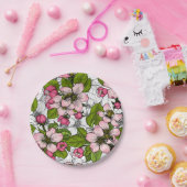 Assiettes En Carton Fleur de pomme sur blanc (Fête)