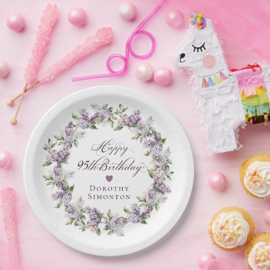 Assiettes En Carton Fleur de printemps violette Lilac 95e anniversaire (Fête)