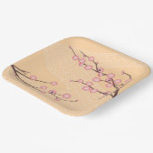 Assiettes En Carton Fleur de prune rose sur jaune (Angulaire)