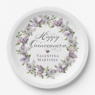 Assiettes En Carton Fleur de ressort Quincenera Purple Lilac personnal