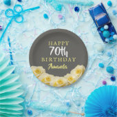 Assiettes En Carton Fleur de rose jaune 70e anniversaire (Fête)