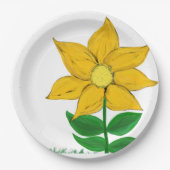 Assiettes En Carton Fleur de soleil jaune (Devant)