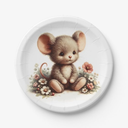 Assiettes En Carton Fleur de souris vintage Nursery (Devant)