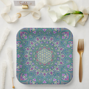 Assiettes En Carton Fleur De Vie - Mandala India Style 1