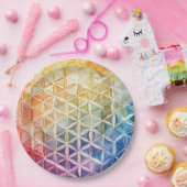 Assiettes En Carton Fleur de vie - Peinture aquarelle (Fête)