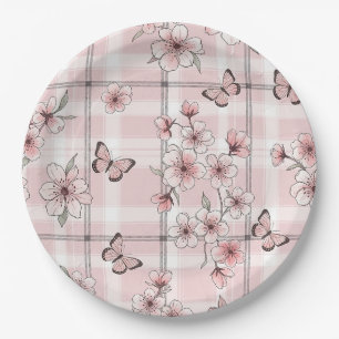 Assiettes En Carton Fleur d'Élégant Papillon (2)