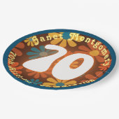 Assiettes En Carton Fleur d'Hippie rétro Puissance 70e anniversaire (Angle)