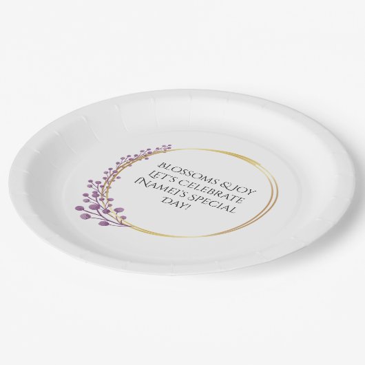 Assiettes En Carton Fleur d'or Fleur d'anniversaire (Angle)