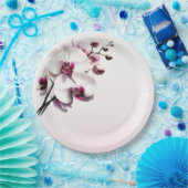 Assiettes En Carton Fleur d'orchidée rose et blanc Mariage (Fête)