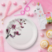 Assiettes En Carton Fleur d'orchidée rose et blanc Mariage (Fête)