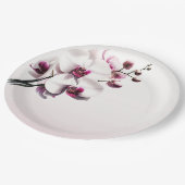 Assiettes En Carton Fleur d'orchidée rose et blanc Mariage (Angle)