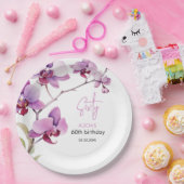 Assiettes En Carton Fleur d'orchidées pourpres 60e anniversaire (Fête)