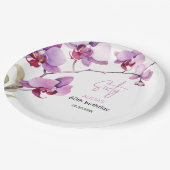 Assiettes En Carton Fleur d'orchidées pourpres 60e anniversaire (Angle)