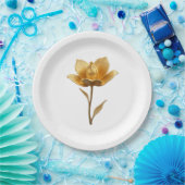 Assiettes En Carton Fleur Dorée  (Fête)