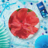 Assiettes En Carton Fleur double hibiscus rouge (Fête)
