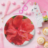 Assiettes En Carton Fleur double hibiscus rouge (Fête)