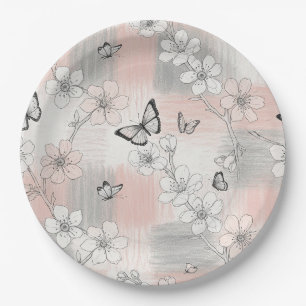 Assiettes En Carton Fleur Élégante de Papillon (3)