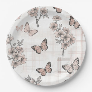 Assiettes En Carton Fleur Élégante de Papillon (4)