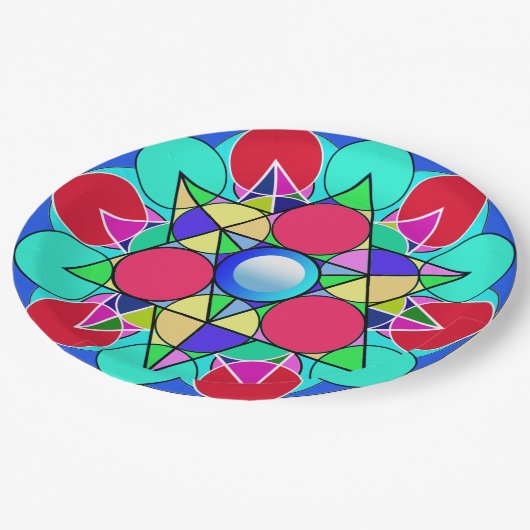 Assiettes En Carton Fleur étoile Abstraite (Angle)