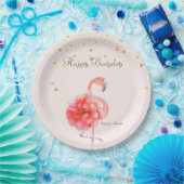 Assiettes En Carton Fleur Flamant rose rose, Confetti Or (Fête)