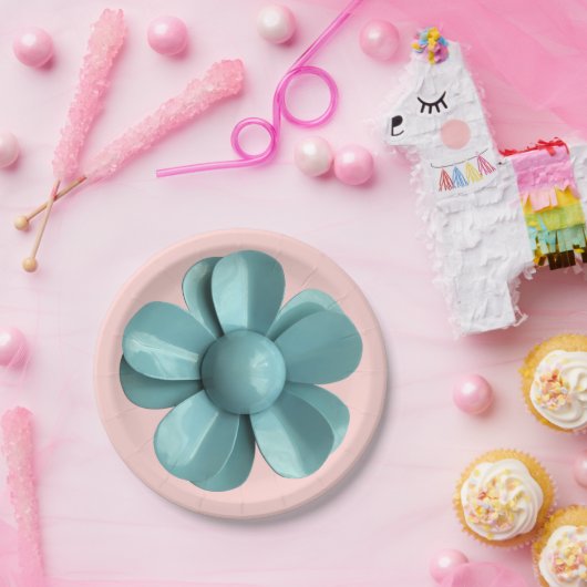 Assiettes En Carton Fleur Floral Printemps été Mariage bleu marguerite (Fête)