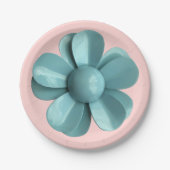 Assiettes En Carton Fleur Floral Printemps été Mariage bleu marguerite (Devant)