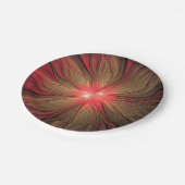 Assiettes En Carton Fleur fractale de fansy rouge (Angle)