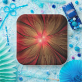 Assiettes En Carton Fleur fractale de fansy rouge (Fête)