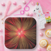 Assiettes En Carton Fleur fractale de fansy rouge (Fête)