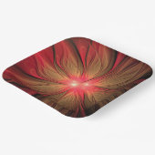 Assiettes En Carton Fleur fractale de fansy rouge (Angulaire)