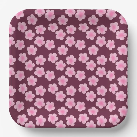 Assiettes En Carton Fleur Frangipani rose Motif sans couture (Recto)