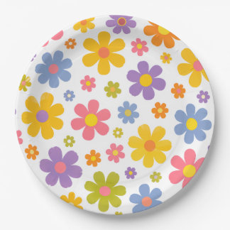 Assiettes En Carton Fleur Groovy Power