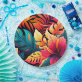 Assiettes En Carton Fleur hawaïenne motif tropical fleuri lumineux (Fête)