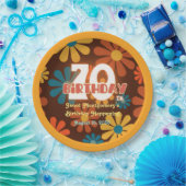 Assiettes En Carton Fleur hippie rétro 70e anniversaire (Fête)